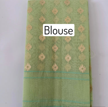 Organza & Cotton Patola Saree from Banaras | Light Pistachio Green | Gold Zari | Handwoven | Ships from California